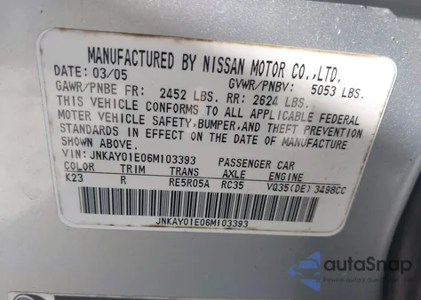 2006 Infiniti M35 из США, поврежденный, VIN JNKAY01E06M103393